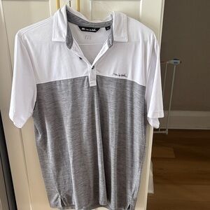 Men's Travis Mathew Colorblock Polo Shirt - White & Gray
